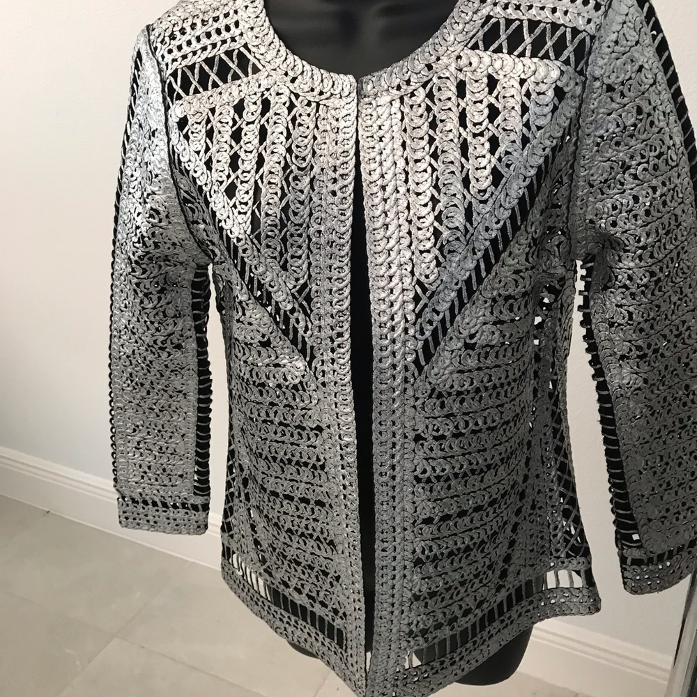 Cut out vegan leathery jacket silver